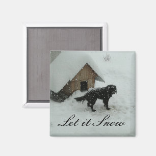 Hund i Snö av Doghouse Magnet