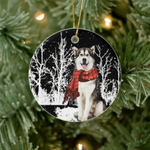 Hund I Snö chuksha puppes patten Julgransprydnad Keramik