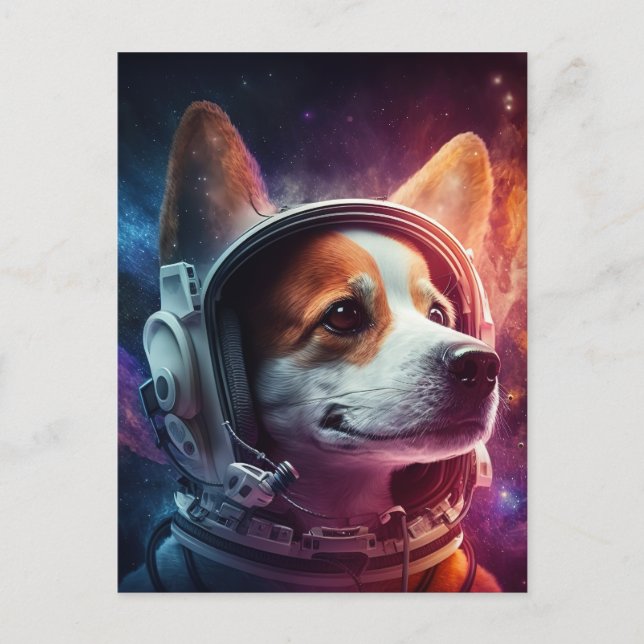 Hund i Space Astronaut Kostym vykort (Framsida)