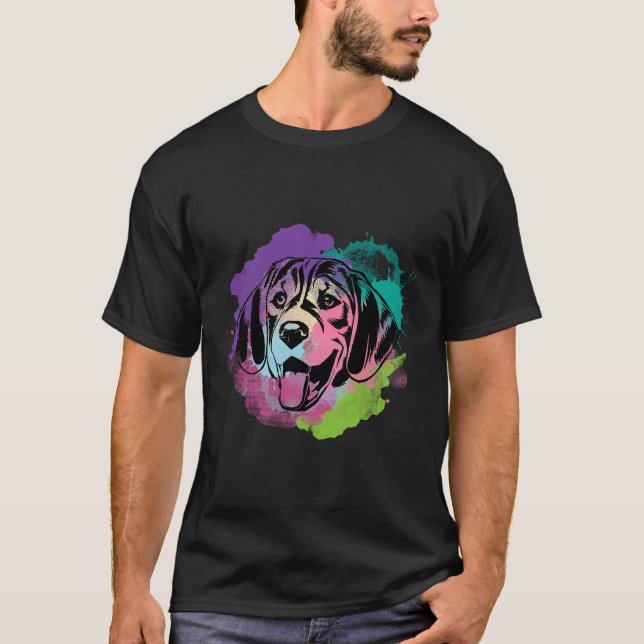 Hund I Stänk Art Beagle T Shirt (Framsida)