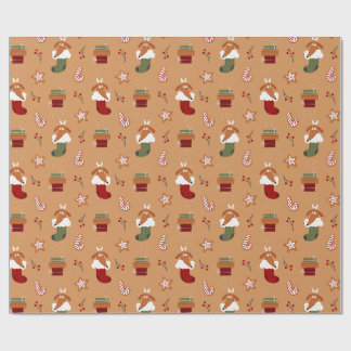 Hund i strumpa pepparkaks mönster presentpapper