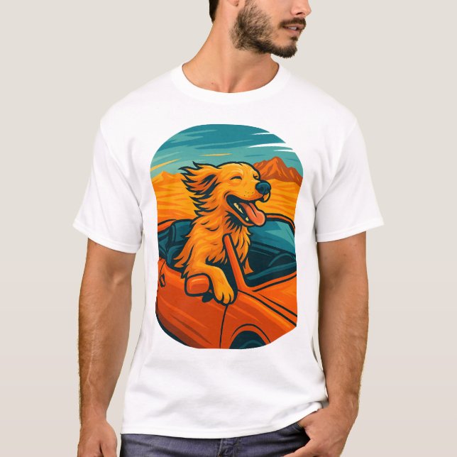 Hund i T-shirt för cabriolet (Framsida)