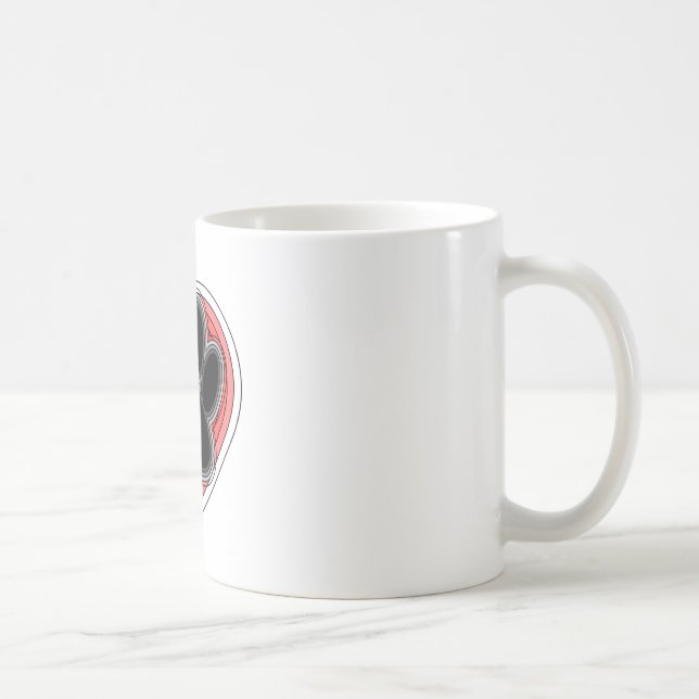 Hund i Tass i rött hjärta med konturer Kaffemugg (Höger)