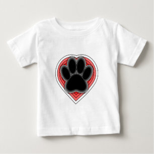 Hund i Tass i rött hjärta med konturer Tee Shirt