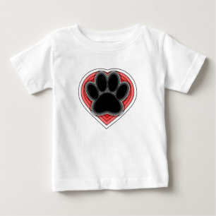 Hund i Tass i rött hjärta med konturer Tee Shirt