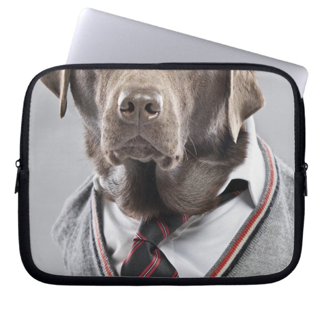 Hund i tröja och lock laptop sleeve (Framsidan)
