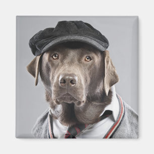 Hund i tröja och lock magnet