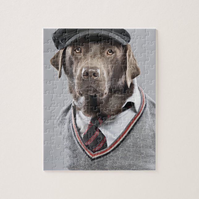 Hund i tröja och lock pussel (Vertikal)