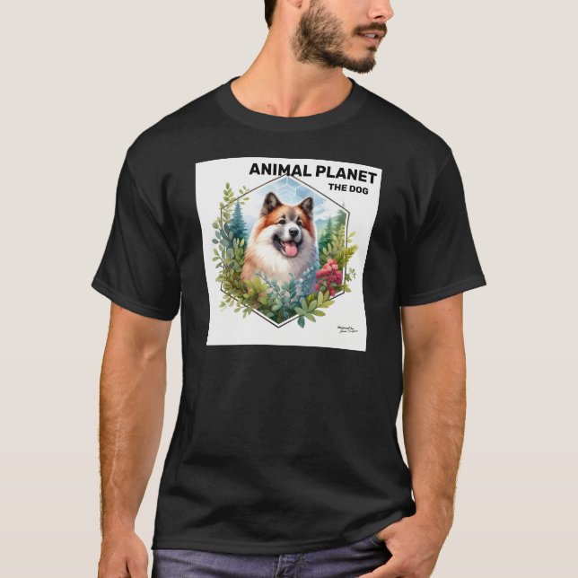 Hund i utskrivet vildmark - djurkonst t shirt (Framsida)