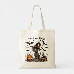 Hund i Witch's Hat Halloween Bus eller godis Tygkasse