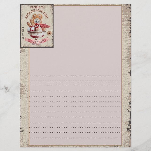 Hund Ice-kräm lustigt Akita Inu jackar länge Brevhuvud (Framsida)