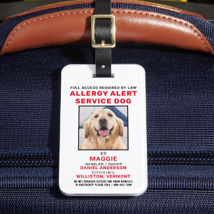 Hund-ID för Allergy Alert Service Bagagebricka