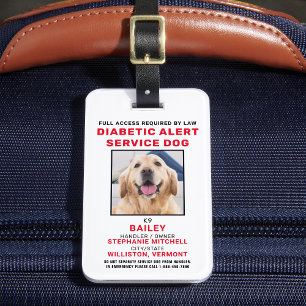 Hund-ID för diabetesvarningstjänst - foto-ID Bagagebricka