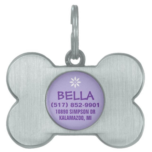 Hund-ID-Märkre - Lila för liten Hund ID-bricka Husdjur (Framsidan)