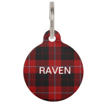hund ID-märkre - Tartan Red