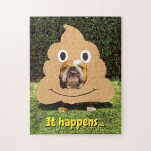 Hund in Poop Emoji Costume Pussel
