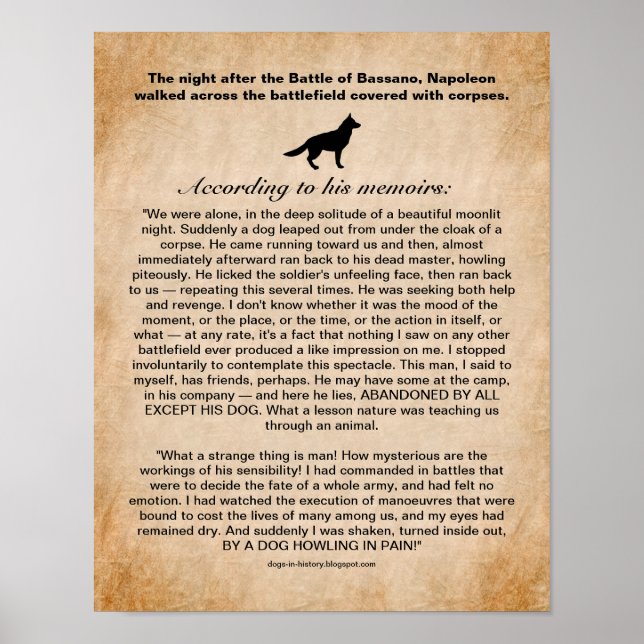 Hund Inspires Napoleon Efter slaget i Bassano Poster (Framsidan)