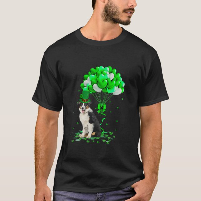 Hund Irish Australian shepherd Hund St Patrick s D T Shirt (Framsida)