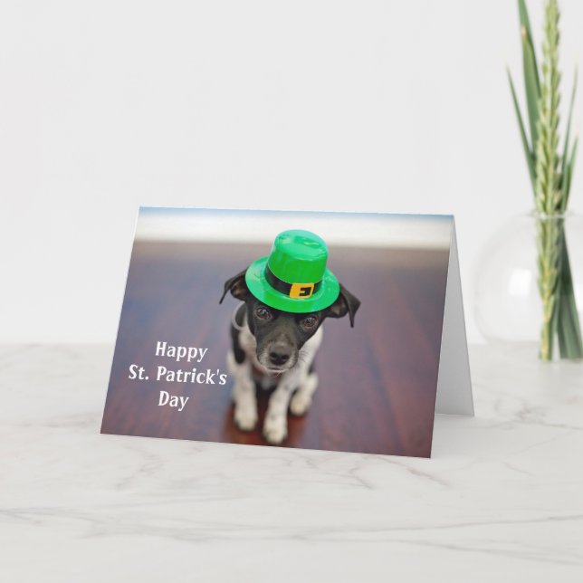 Hund Irish Hat St. Patrick's Day Helgkort (Framsida)