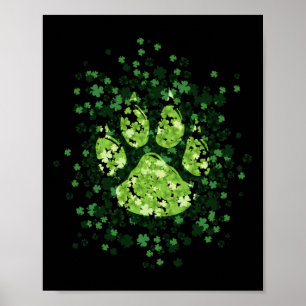Hund Irish Lucky Grönt Shamrock Klöver Poster