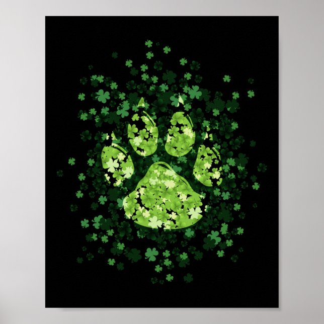 Hund Irish Lucky Grönt Shamrock Klöver Poster (Framsidan)
