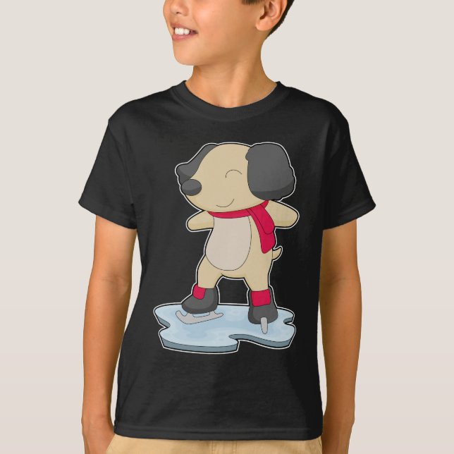 Hund Ishockey Ishockeyskor T Shirt (Framsida)