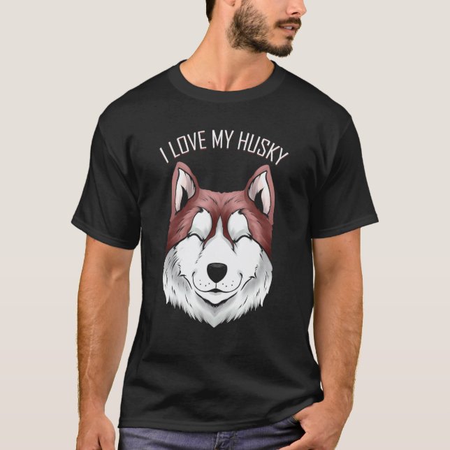 Hund   Jag älskar min Husky T Shirt (Framsida)