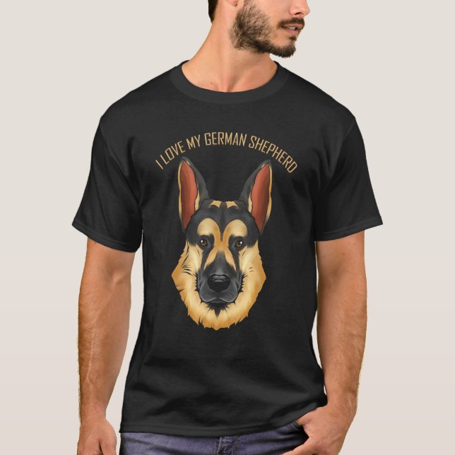 Hund Jag älskar min schäfer T Shirt (Framsida)