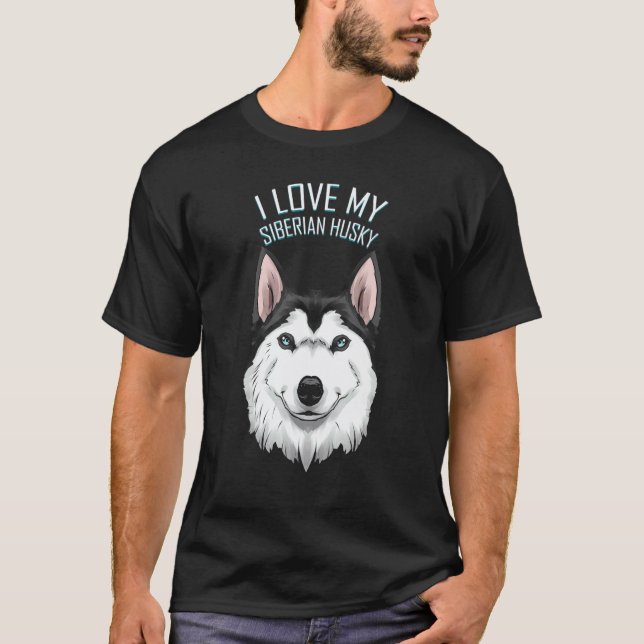 Hund   Jag älskar min sibiriska husky T Shirt (Framsida)