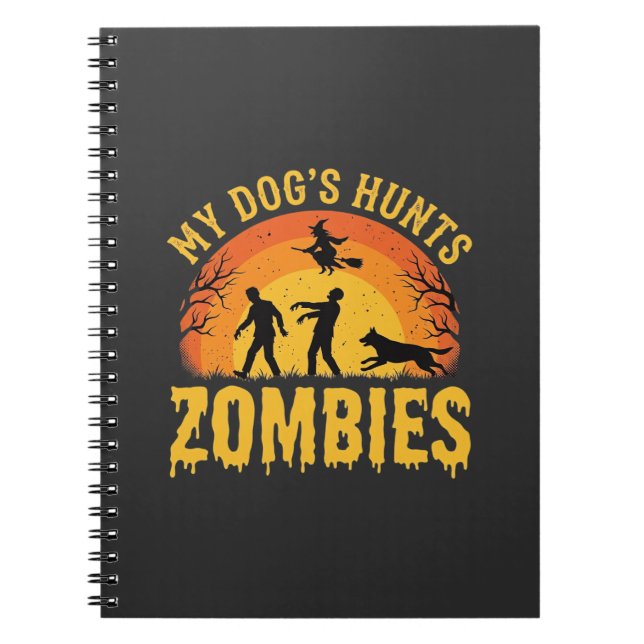 Hund jagar zombies Halloween-design Anteckningsbok (Framsidan)