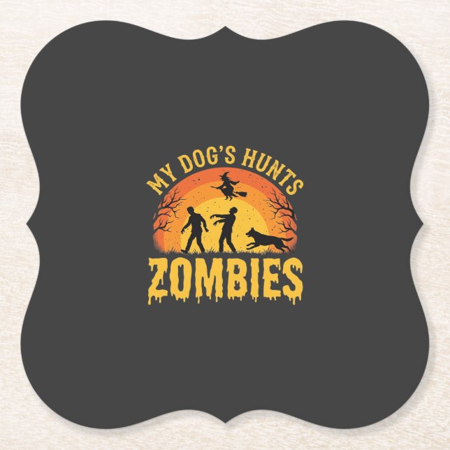 Hund jagar zombies Halloween-design Underlägg Papper (Framsida)