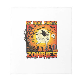 Hund jagar zombies halloween spöken häxa måne anteckningsblock