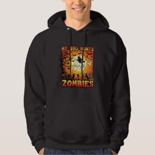 Hund jagar zombies halloween spöken häxa måne hoodie