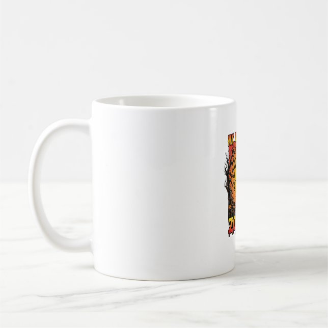 Hund jagar zombies halloween spöken häxa måne kaffemugg (Vänster)