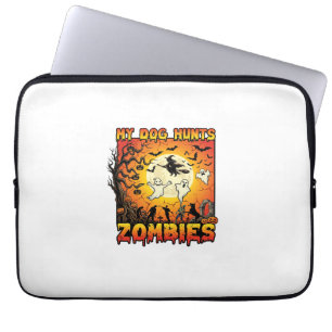 Hund jagar zombies halloween spöken häxa måne laptop fodral