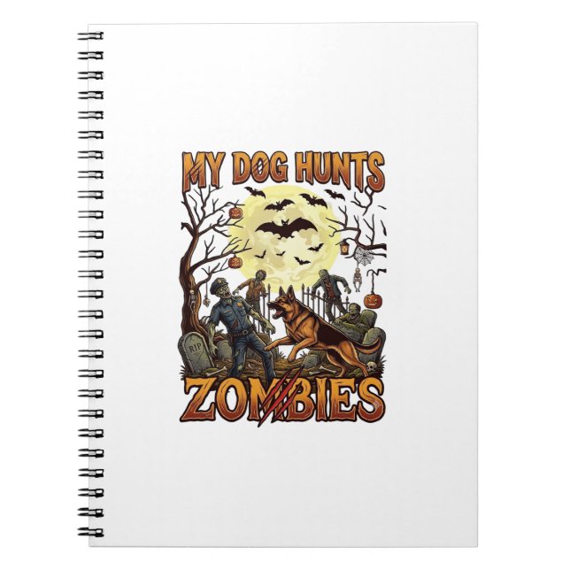 Hund jagar zombies Halloween tysk schäfermåne_1 Anteckningsbok (Framsidan)