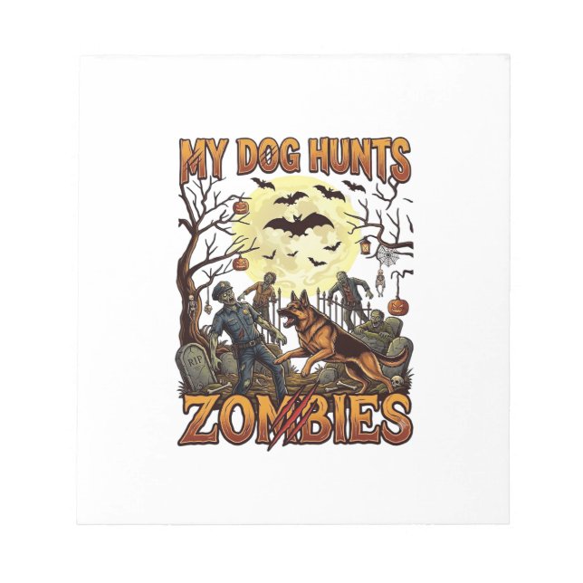Hund jagar zombies Halloween tysk shepherd måne_1 Anteckningsblock (Framsida)