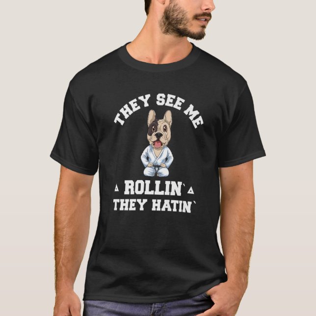 Hund Jiu Jitsu Rollin BJJ Grappling T Shirt (Framsida)
