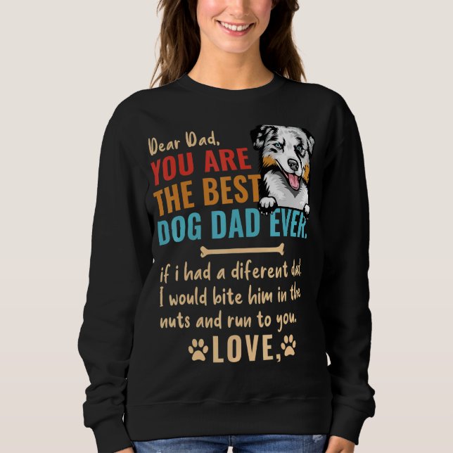 Hund Joke Australian shepherd Pappa Fars dag M T Shirt (Framsida)