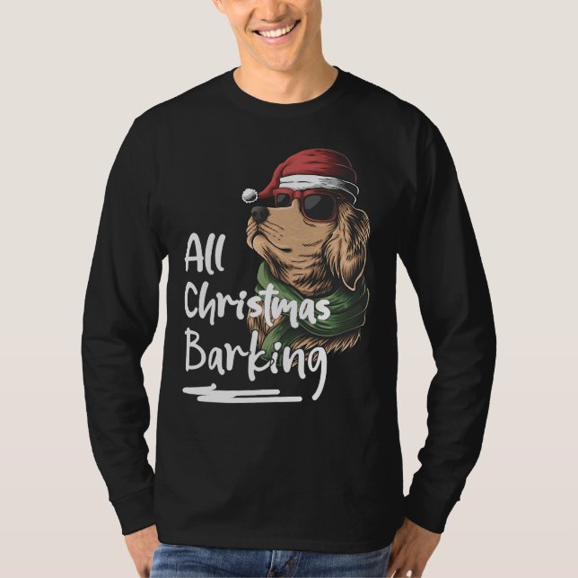 Hund jul Barking Golden Retriever T Shirt (Framsida)
