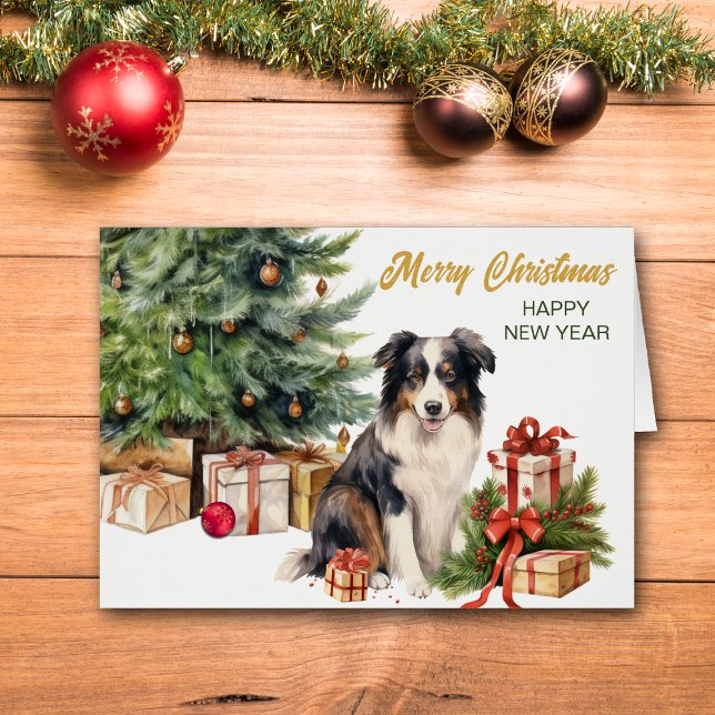 Hund jul för Helgdag-kollie i Träd Gräns Hälsningskort (Skapare uppladdad)