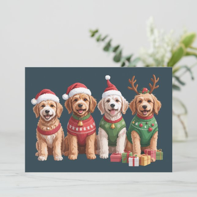 Hund jul Goldendoodle jul hundälskare Julkort (Stående Fram)