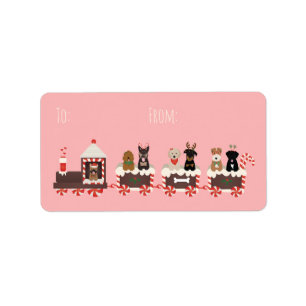 Hund jul Helgdag Tåg Adressetikett