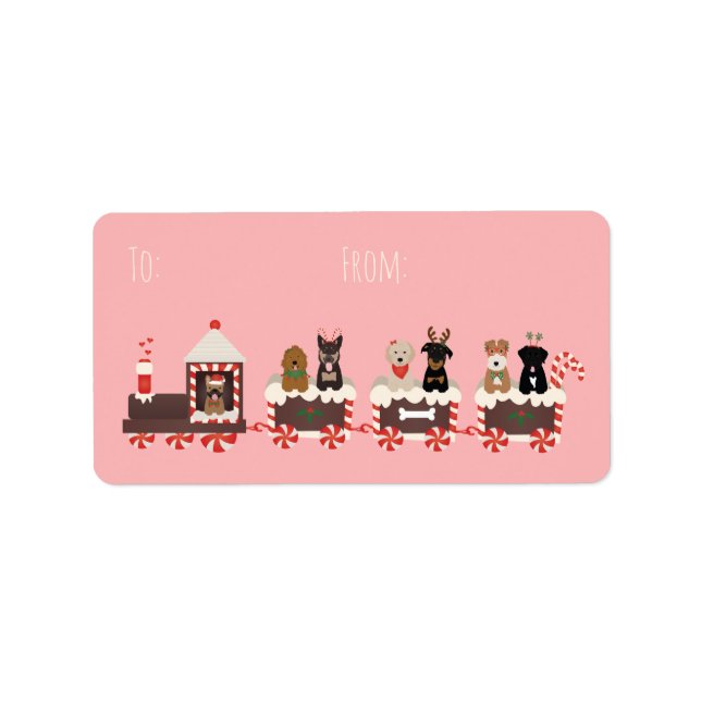 Hund jul Helgdag Tåg Adressetikett (Framsidan)