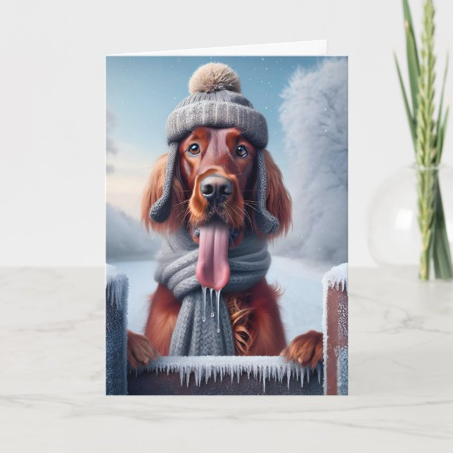 Hund Jul Irish Setter Helgkort (Framsida)