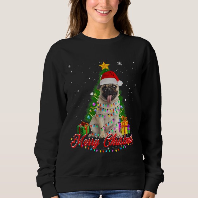 Hund Jul jultomten Jul Ljus T Shirt (Framsida)