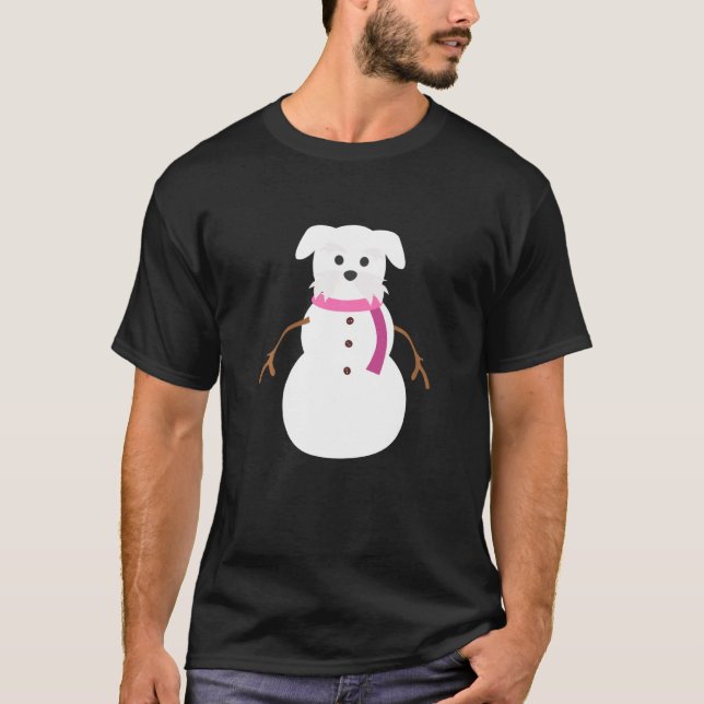 Hund jul "miniatyr Schnauzer Snögubbe" Chris T Shirt (Framsida)