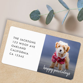 Hund jul | Modern kute Puppy Lycklig Pawlidays Adressetikett