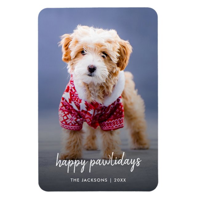 Hund jul | Modern kute Puppy Lycklig Pawlidays Magnet (Vertikal)