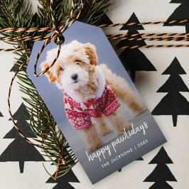 Hund jul | Modern kute Puppy Lycklig Pawlidays Presentetikett